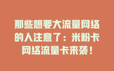 那些想要大流量网络的人注意了：米粉卡网络流量卡来袭！