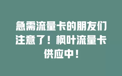 急需流量卡的朋友们注意了！枫叶流量卡供应中！