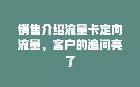 销售介绍流量卡定向流量，客户的追问亮了