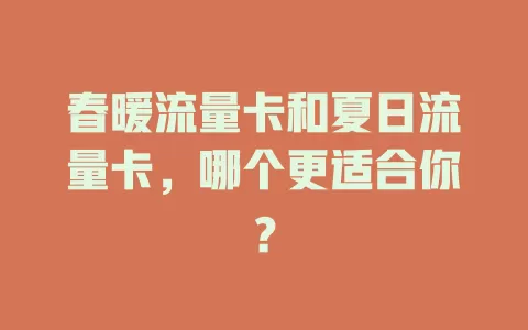 春暖流量卡和夏日流量卡，哪个更适合你？