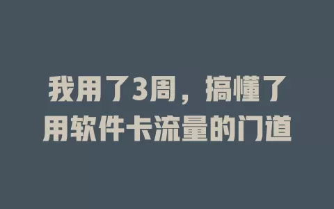 我用了3周，搞懂了用软件卡流量的门道