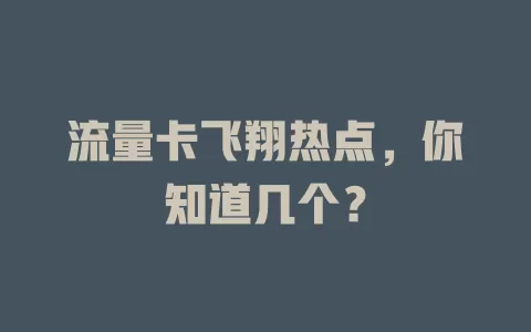 流量卡飞翔热点，你知道几个？
