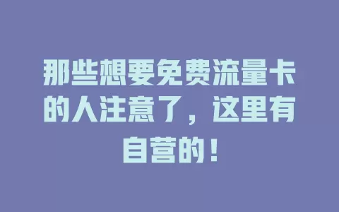 那些想要免费流量卡的人注意了，这里有自营的！