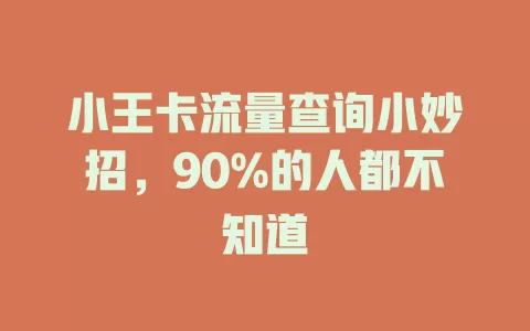 小王卡流量查询小妙招，90%的人都不知道
