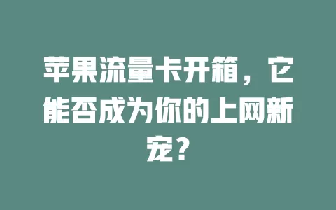 苹果流量卡开箱，它能否成为你的上网新宠？