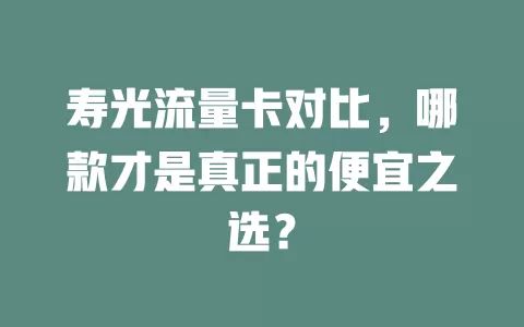 寿光流量卡对比，哪款才是真正的便宜之选？