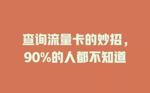 查询流量卡的妙招，90%的人都不知道