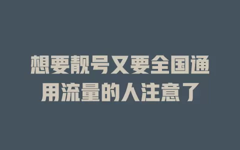 想要靓号又要全国通用流量的人注意了