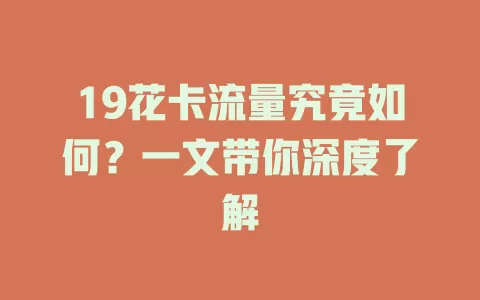19花卡流量究竟如何？一文带你深度了解
