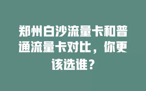 郑州白沙流量卡和普通流量卡对比，你更该选谁？