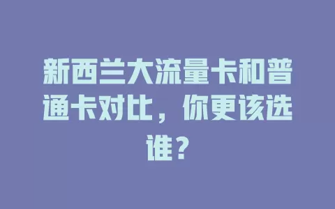 新西兰大流量卡和普通卡对比，你更该选谁？