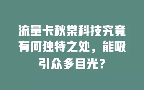 流量卡秋棠科技究竟有何独特之处，能吸引众多目光？