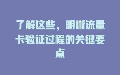 了解这些，明晰流量卡验证过程的关键要点