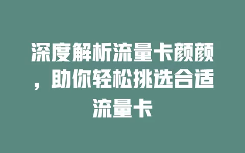 深度解析流量卡颜颜，助你轻松挑选合适流量卡