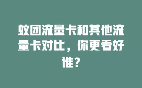 蚁团流量卡和其他流量卡对比，你更看好谁？