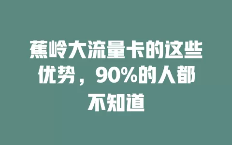 蕉岭大流量卡的这些优势，90%的人都不知道