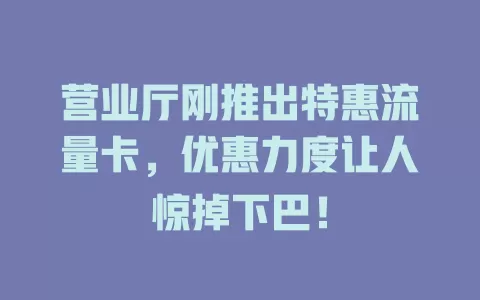 营业厅刚推出特惠流量卡，优惠力度让人惊掉下巴！