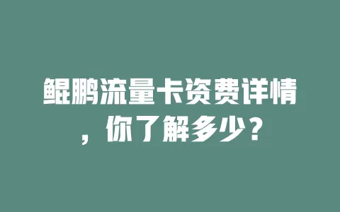 鲲鹏流量卡资费详情，你了解多少？