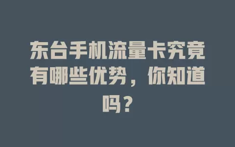 东台手机流量卡究竟有哪些优势，你知道吗？