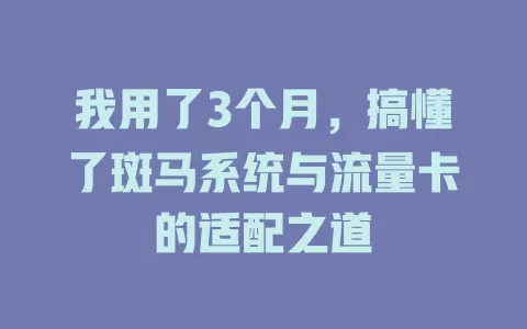 我用了3个月，搞懂了斑马系统与流量卡的适配之道