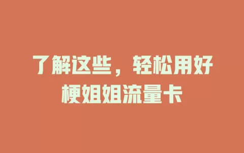 了解这些，轻松用好梗姐姐流量卡