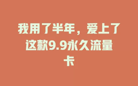 我用了半年，爱上了这款9.9永久流量卡