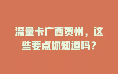 流量卡广西贺州，这些要点你知道吗？