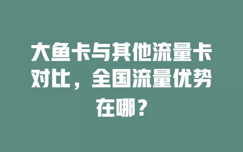 大鱼卡与其他流量卡对比，全国流量优势在哪？