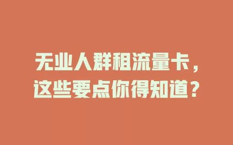 无业人群租流量卡，这些要点你得知道？