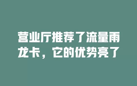 营业厅推荐了流量雨龙卡，它的优势亮了