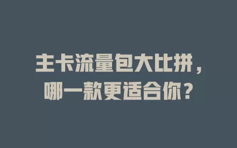 主卡流量包大比拼，哪一款更适合你？