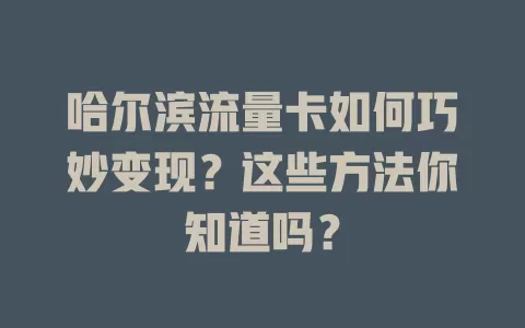 哈尔滨流量卡如何巧妙变现？这些方法你知道吗？