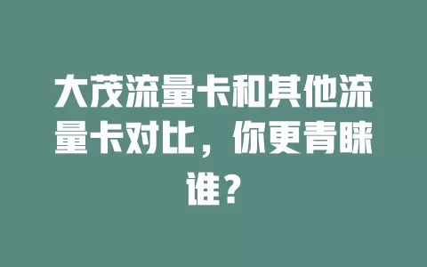 大茂流量卡和其他流量卡对比，你更青睐谁？