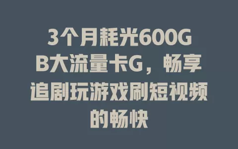 3个月耗光600GB大流量卡G，畅享追剧玩游戏刷短视频的畅快