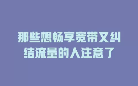 那些想畅享宽带又纠结流量的人注意了