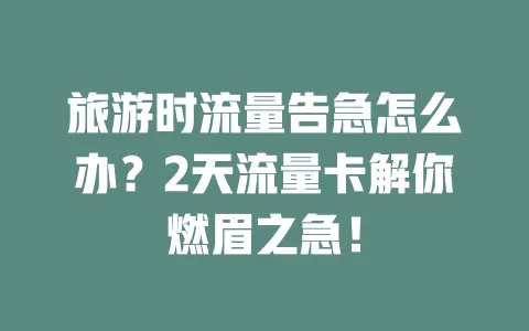 旅游时流量告急怎么办？2天流量卡解你燃眉之急！