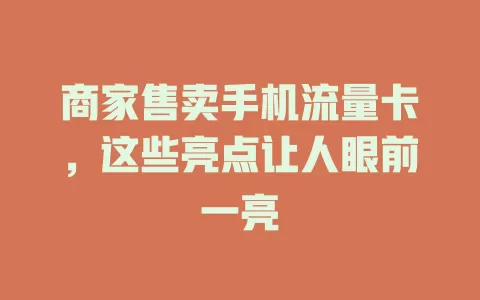 商家售卖手机流量卡，这些亮点让人眼前一亮