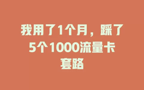 我用了1个月，踩了5个1000流量卡套路