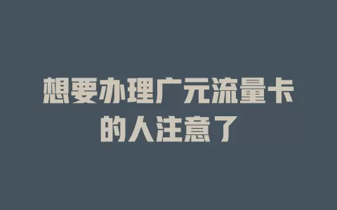 想要办理广元流量卡的人注意了