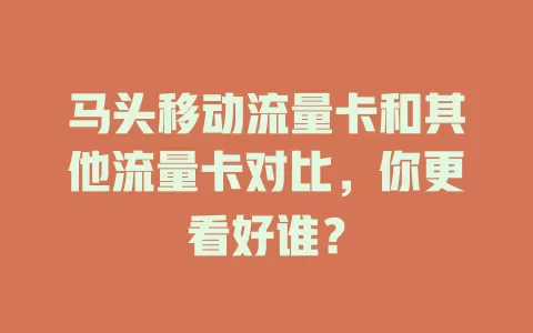 马头移动流量卡和其他流量卡对比，你更看好谁？