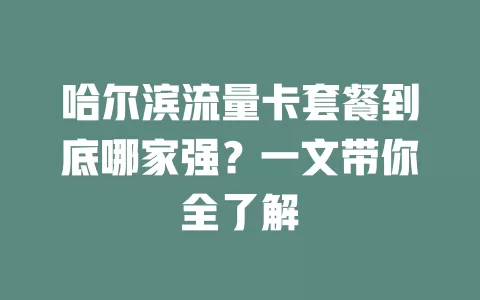 哈尔滨流量卡套餐到底哪家强？一文带你全了解