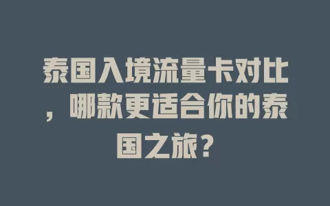 泰国入境流量卡对比，哪款更适合你的泰国之旅？