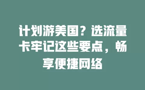 计划游美国？选流量卡牢记这些要点，畅享便捷网络