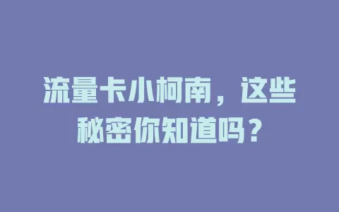 流量卡小柯南，这些秘密你知道吗？