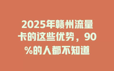 2025年赣州流量卡的这些优势，90%的人都不知道