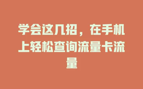 学会这几招，在手机上轻松查询流量卡流量