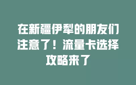 在新疆伊犁的朋友们注意了！流量卡选择攻略来了