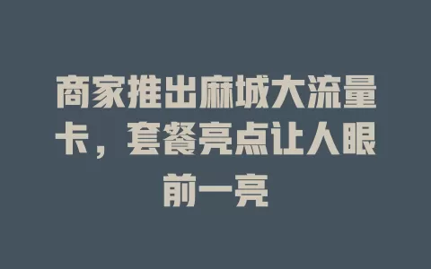 商家推出麻城大流量卡，套餐亮点让人眼前一亮