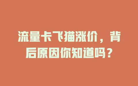 流量卡飞猫涨价，背后原因你知道吗？