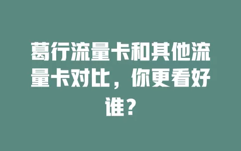 葛行流量卡和其他流量卡对比，你更看好谁？